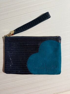 henri bendel Navy Wristlet with Teal Heart Accent